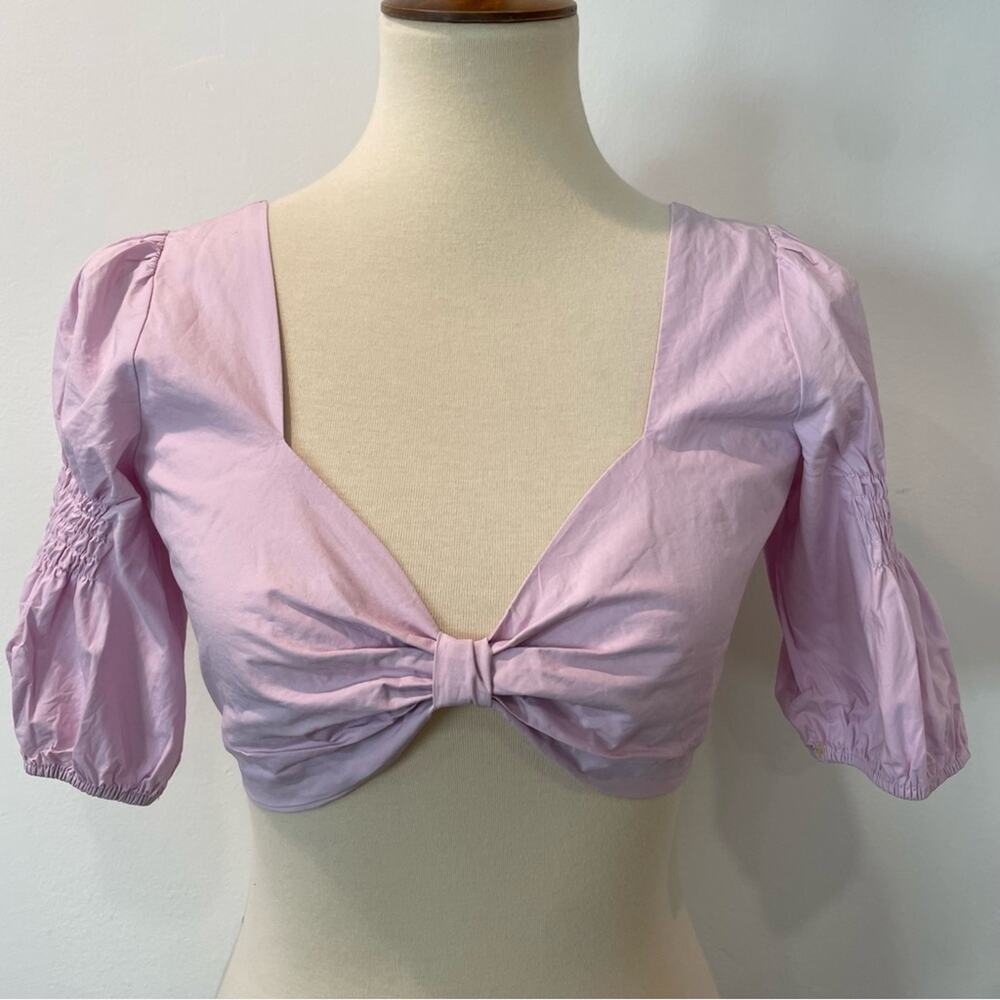 SuperDown Shay Puff Sleeve Crop Top Size Small in Lavender - Picture 5 of 9